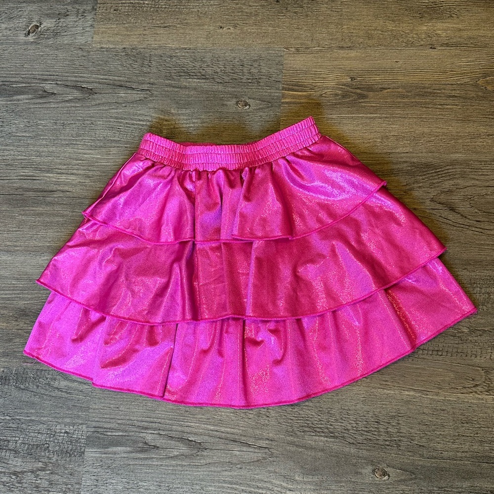 Sparkling Pink Layered Kids Skirt - Picture 6 of 8